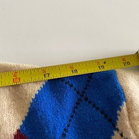 Vintage Cattivo Mens V Neck Large 100% Lambs Wool Sweater Beige Color Geometric - Picture 9 of 11